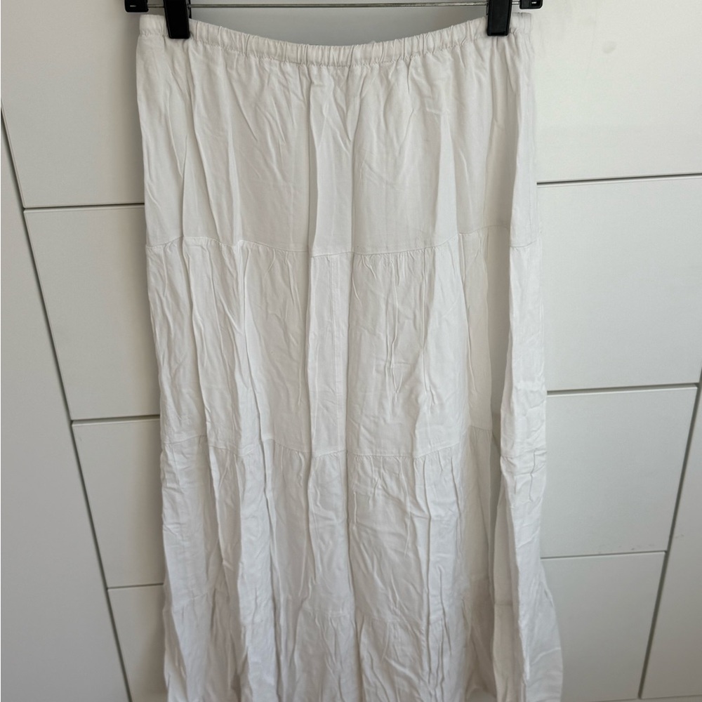 Brandy Melville White Tiered Maxi Skirt with Drawstring - Picture 4 of 4